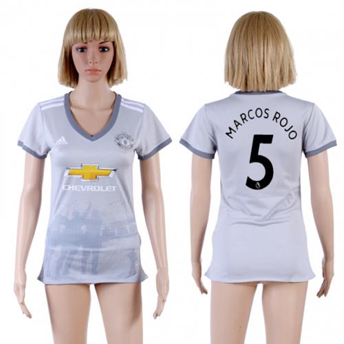 Women's Manchester United #5 Marcos Rojo Sec Away Soccer Club Jersey - Click Image to Close